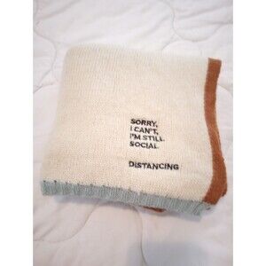 New NWOT Attic Salt SOCIAL DISTANCING scarf 18" X 72" SUPER SOFT Cream Tan Blue